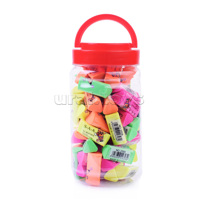 Ластик треугольный термопластичная резина цвета ассорти