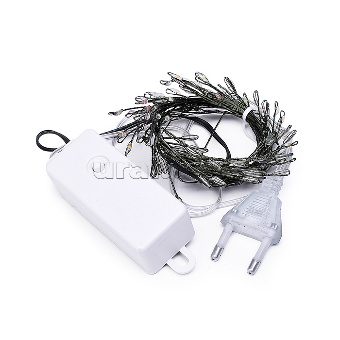 Электрогирлянда 3м, 100 ламп, цветная, зеленый провод