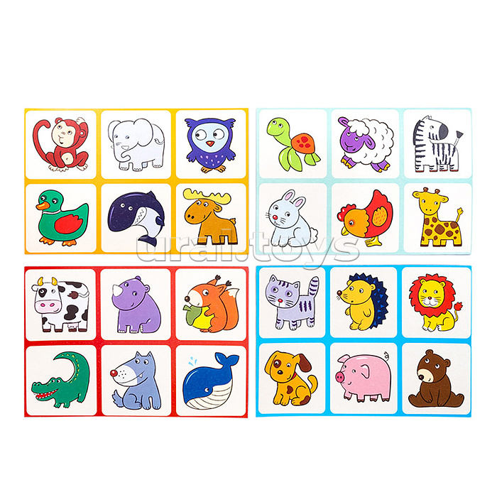 Лото для малышей Зверята (4 карточки, 24 фишки) Baby Toys Лото для малышей Зверята (4 карточки, 24 фишки) Baby Toys