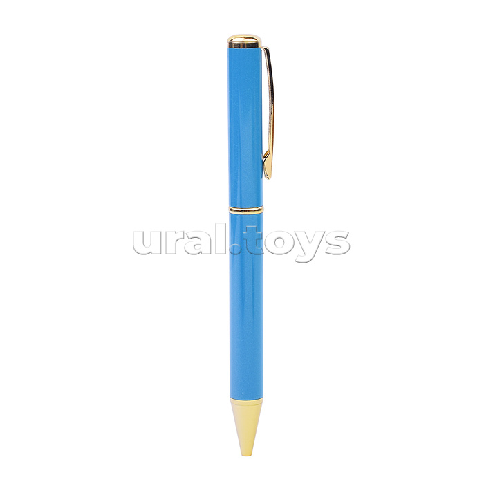Ручка шариковая с поворотным механизмом TOP BL, синяя, пулевидный пиш.узел 1,0 мм, корпус металлический, сменный стержень 99 мм,  подарочная упаковка