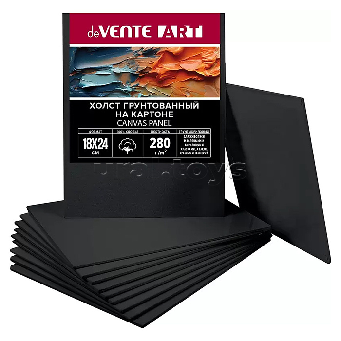 Холст на картоне 18x24 см грунтованный "ART" 100% хлопок 280 г/м², мелкое зерно, цвет черный