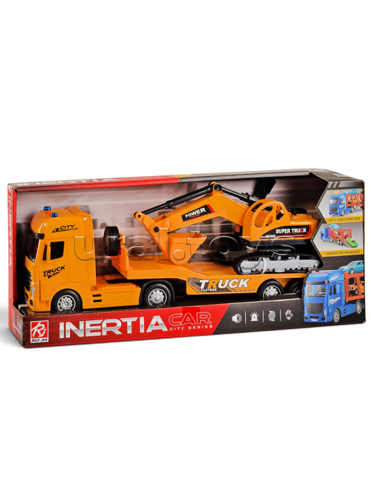 Машина "Автовоз для экскаватора" (свет, звук) в коробке