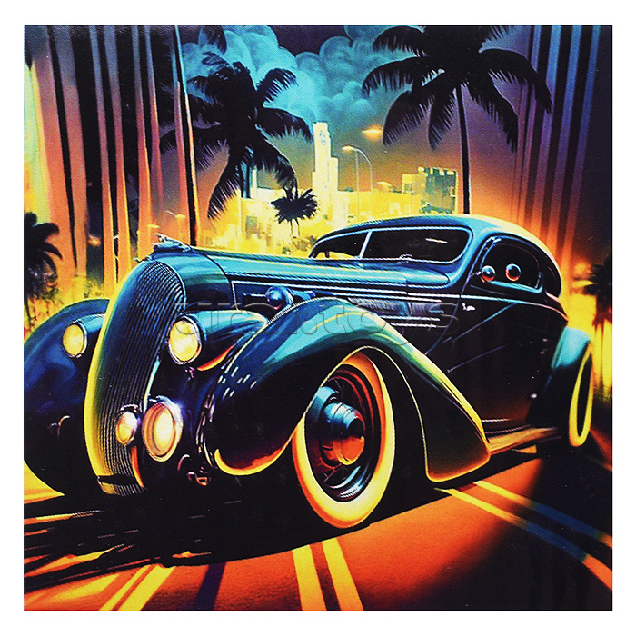Картина по номерам 30х30 "Ретро автомобиль" (19 цветов)