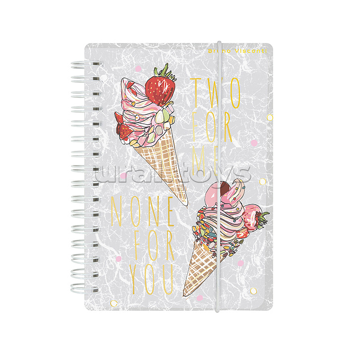 Записная книжка "Cute Journal Mini" А6, 80 л. на гребне с резинкой "Мороженое", клетка пласт обложка Записная книжка "Cute Journal Mini" А6, 80 л. на гребне с резинкой "Мороженое", клетка пласт обложка