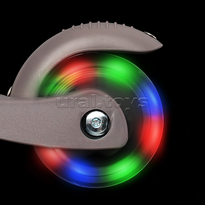 Самокат 3-х колесный ROCKET,колеса PU со светом, светящаяся стойка, ABEC 7, серый