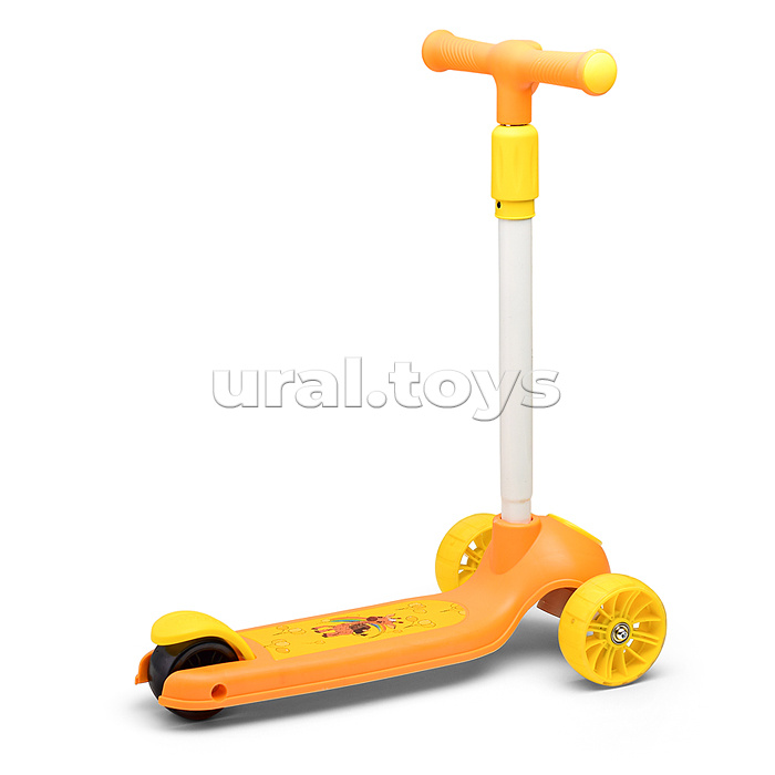 Самокат 3-х. кол., колеса световые PU, желтый, в коробке