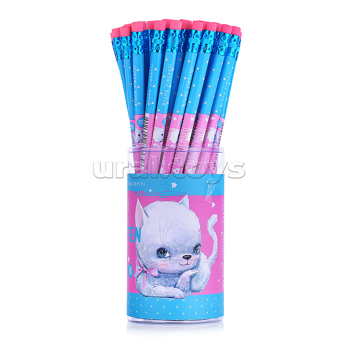 Карандаш чернографитовый с ластиком "Kids Color. Кошка с бантом" HB (пластиковый корпус)