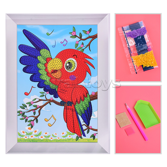 Мозаика алмазная "Попугай" 17.5*23.5см