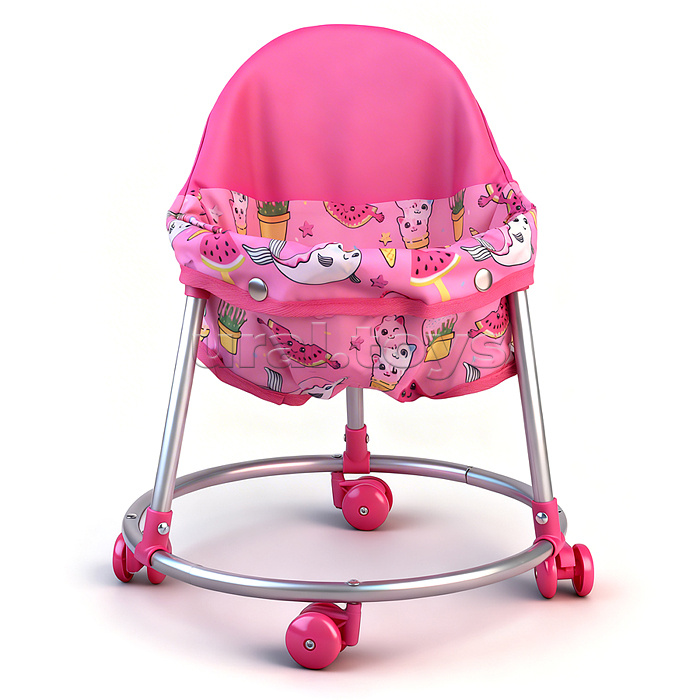 Ходунки для кукол металлические, принт розовый мир