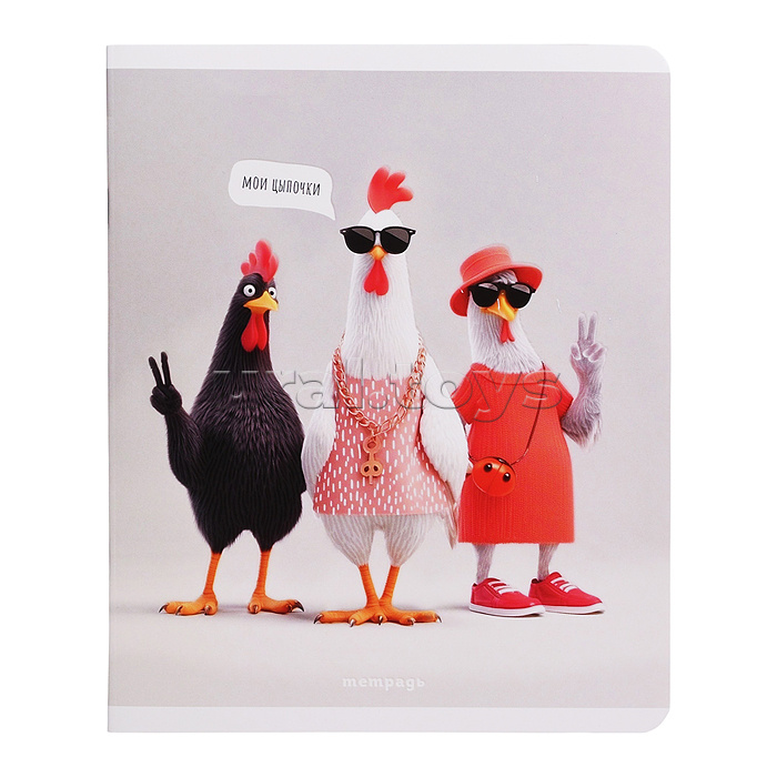 Тетрадь 48 л, клетка "Стильные курочки" А5+, мягкий переплёт (2 скобы)