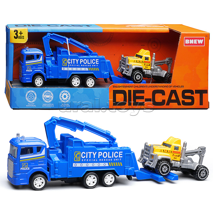 Машина "Эвакуатор полицейский" металл, в коробке