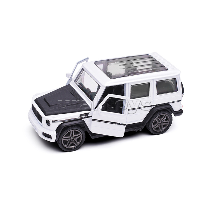 Белая инерционная машинка Джип с люком die-cast,1:32, открывающиеся двери
