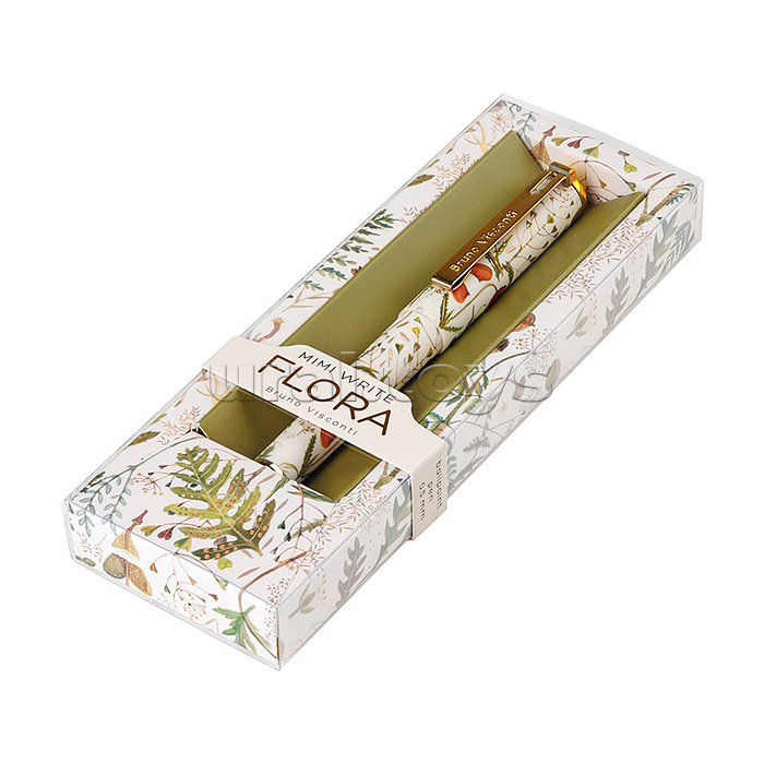 Ручка "Mimiwrite. Flora. Луговые травы" шариковая, 0,5 мм, синяя, в подарочной упаковке,