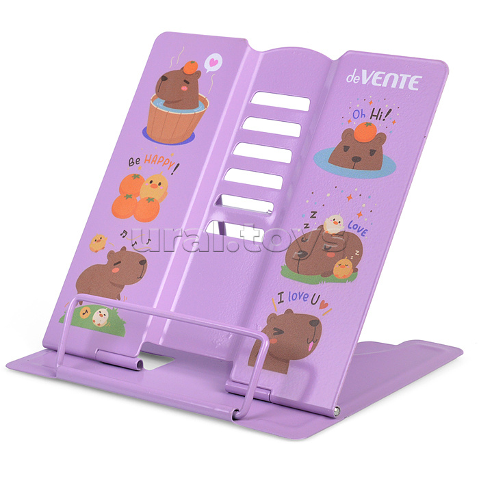 Подставка для учебников и книг "Capybara" 15,4x15,2 см, металлическая окрашенная, вес 235 г, с противоскользящими ножками, синяя, с полноцветным рисунком, в пластиковом пакете с европодвесом
