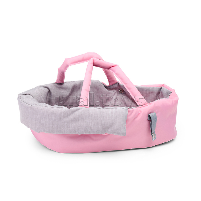 Коляска-люлька для кукол, металлическая, с корзиной, цвет серо-розовый