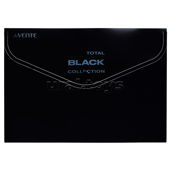 Набор папок "TOTAL BLACK" A4 (330x235 мм) 180 мкм, 3 папки, состав набора: папка-конверт на кнопке A4 (330x235 мм), папка-конверт на кнопке А5 (240x180 мм), папка-уголок A4 (220x310 мм), с дизайном, в пластиковом пакете
