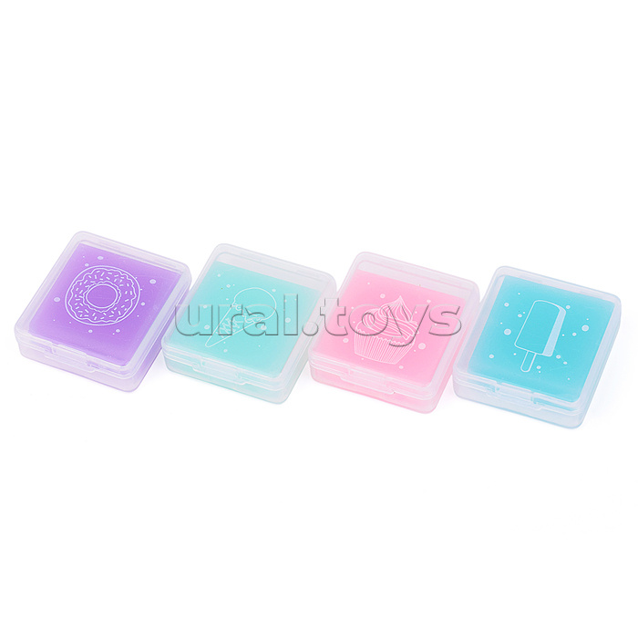 Ластик "HappyGraphix Zefir", квадратный, в пластиковой коробочке, 4 цвета