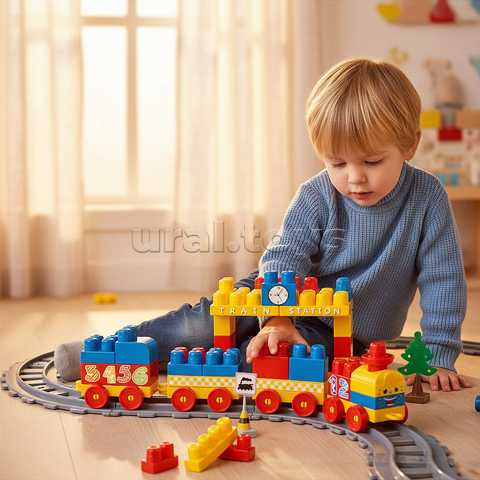 Игрушка Конструктор Train Blocks  89 дет., в кор.