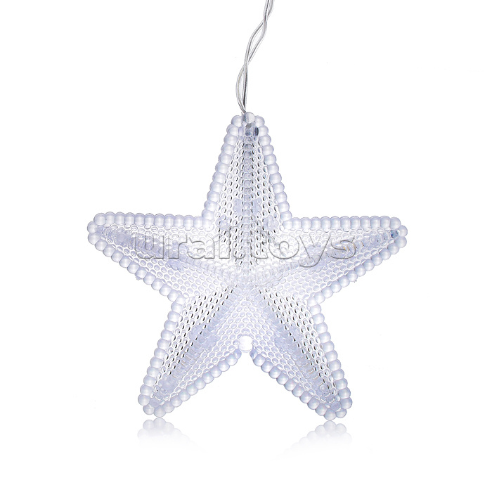 Электрогирлянда-занавес светодиодная "Звездочки", теплый