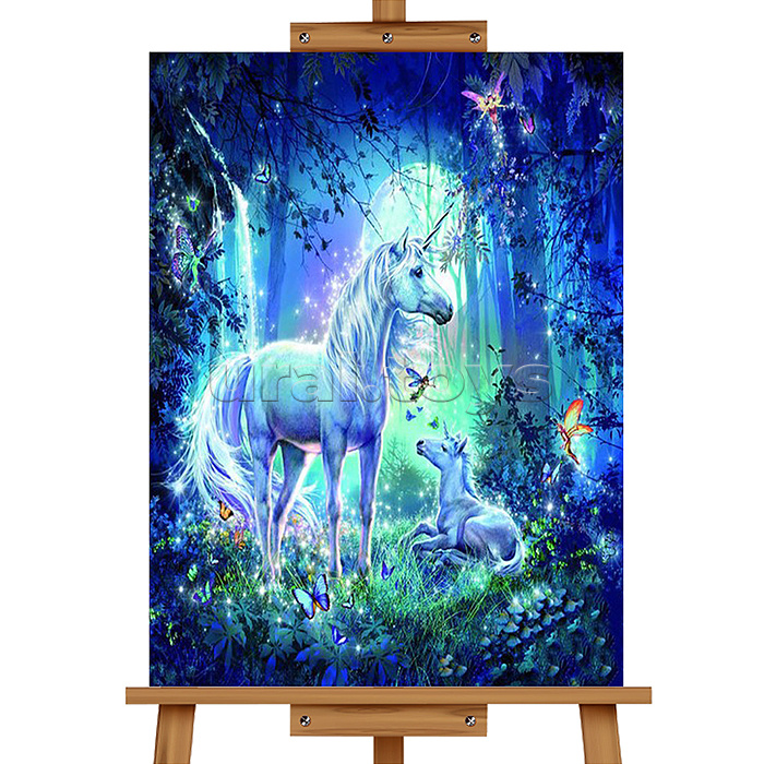 Мозаика алмазная "Грациозный единорог" (светится в темноте) 20*30см.