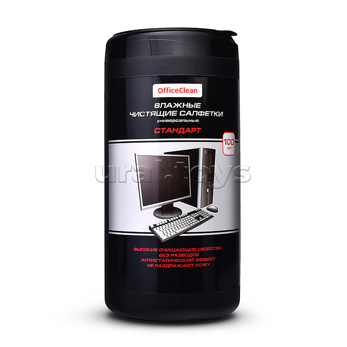 Салфетки чистящие влажные OfficeClean "Стандарт" универсальные, в тубе, 100шт.