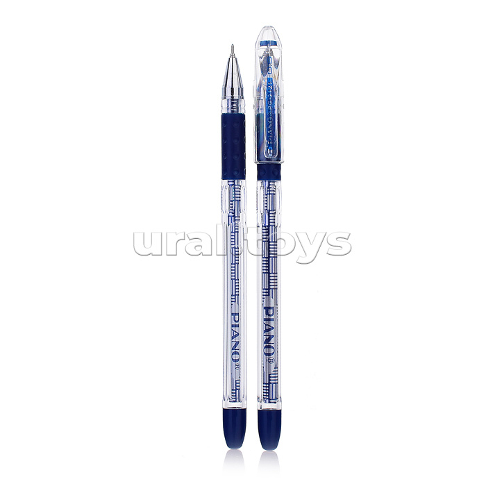 Гелевая ручка "Piano  Gel " : прозрачно-серебристый рисунок, игольчатый наконечник, резиновый держатель, диаметр пишущего узла-0,5 mm, цвет чернил -синий , индивидуальный штрих код