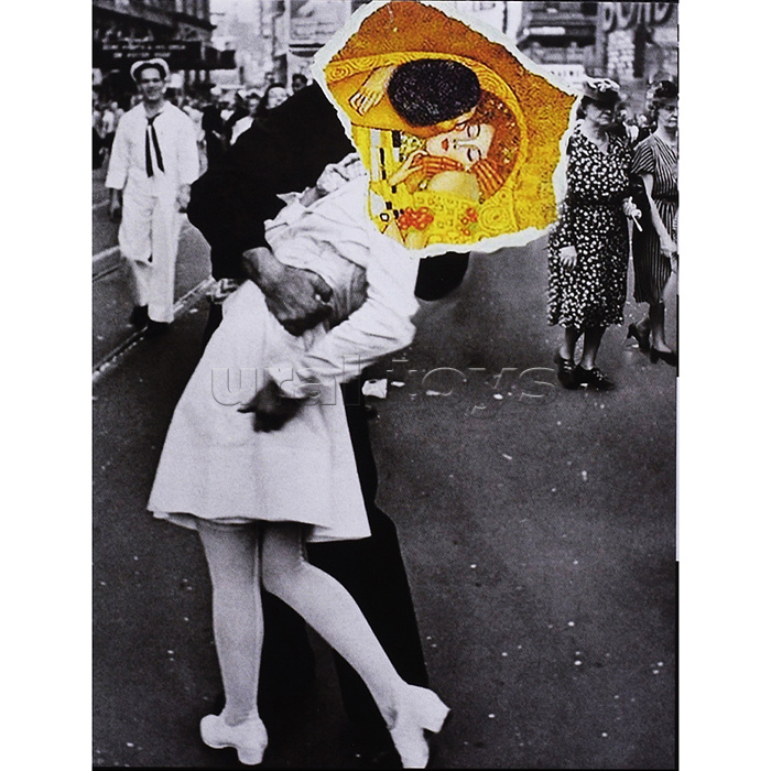 Картина по номерам 40х50 "Поцелуй" с поталью (18 цветов)