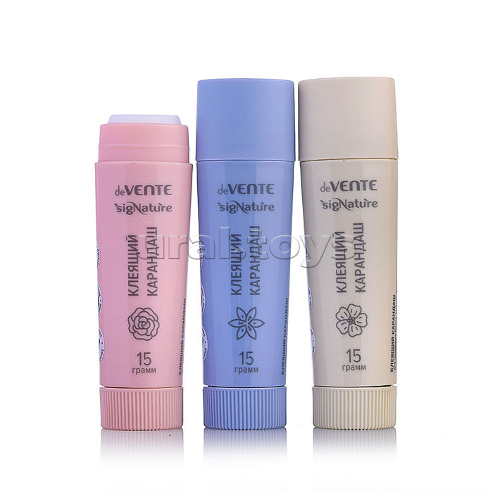 Клеящий карандаш PVP основа "SigNATURE" 15 г, высокой вязкости, в картонном дисплее с пластиковым поддоном, ассорти 3 цвета корпуса