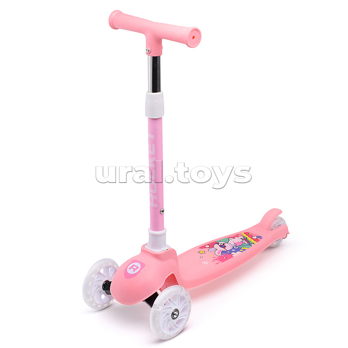 Самокат трёхколёсный ROCKET колёса PU, цвет розовый
