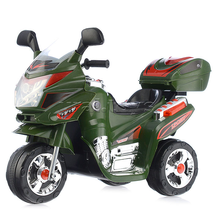 Мотоцикл 518-3 на аккумуляторе, зеленый царапины потёртости пластика не пролив