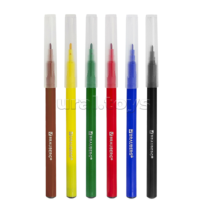 Фломастеры "Premium" 6 цветов, Классические, вентилируемый колпачок, ПВХ-упаковка с европодвесом