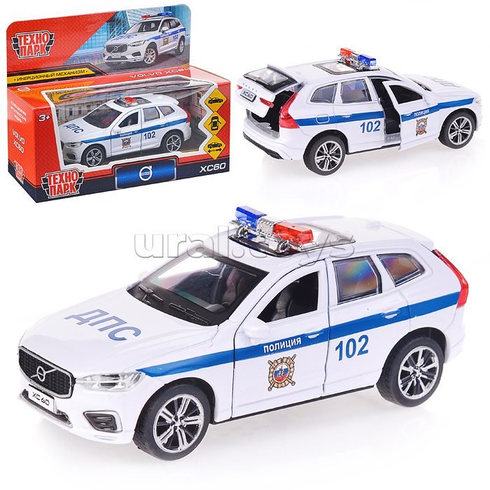 Машина металл. Volvo XC60 r-desing Полиция, 12см,(откр.двери,белый) инерц., в коробке Машина металл. Volvo XC60 r-desing Полиция, 12см,(откр.двери,белый) инерц., в коробке