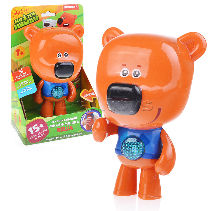 Музыкальный "Ми-ми-мишка" Кеша (15 песен и фраз, сказка из м/ф, лапки-трещотки) свет, в коробке
