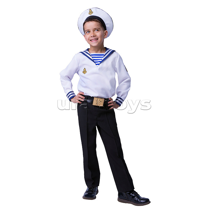 Костюм "Моряк"(рубашка, брюки, ремень, бескозырка) размер 134-68