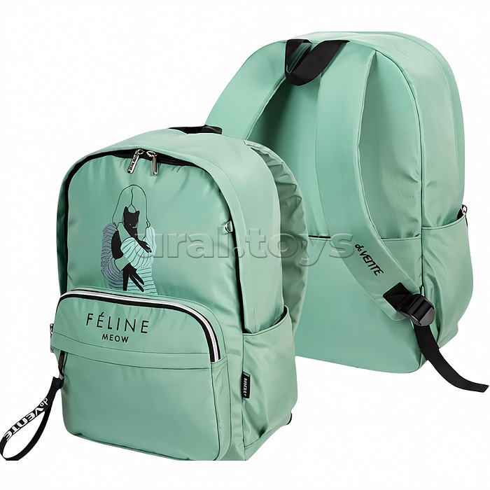 Рюкзак "Feline Meow" подростковый 42x31x20 см (18 л) 500 г, износостойкий нейлон с водоотталкивающей пропиткой, 1 отделение на потайной молнии с уплотненным отделением для ноутбука до 17 дюймов и книг и карманом на молнии с органайзером, 2 передних карман