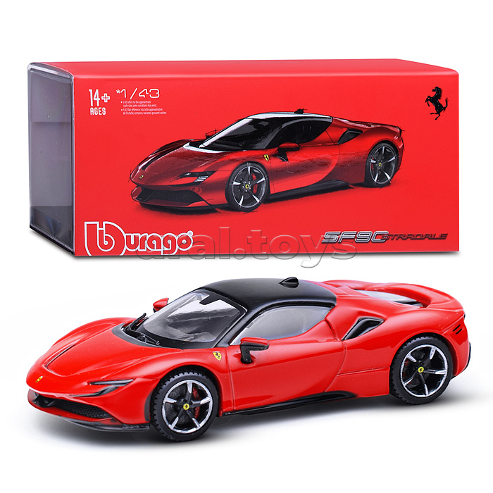 Гоночная машинка die-cast Ferrari - SF90 Stradale, 1:43,  красная