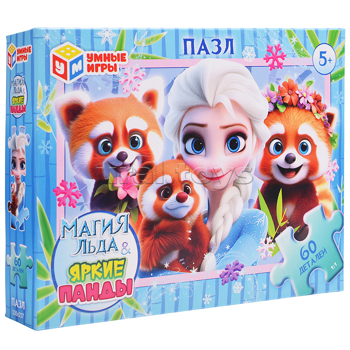 Пазлы 60 "Магия льда & Яркие панды"