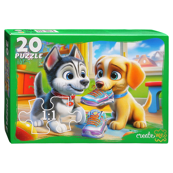 Пазлы 20 "Озорные щенки" фигурные