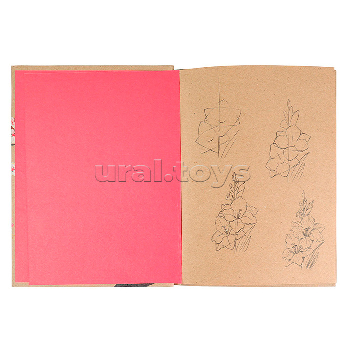 Скетчбук 80л. с пошаговыми эскизами "Яркие краски" 7БЦ, КБС с резинкой