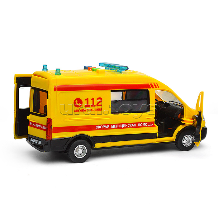 Машина пластик свет-звук Ford transit реанимация 22,5см, двери, 4 кноп