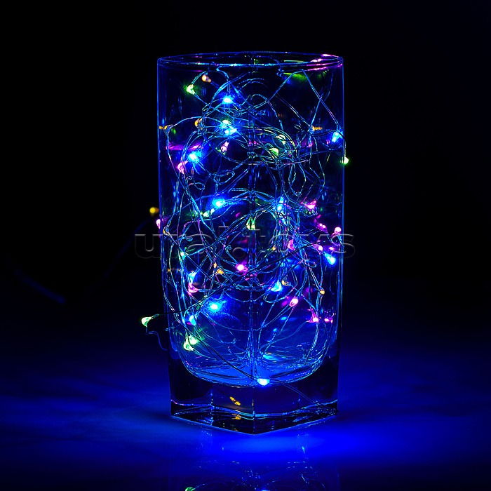 Электрогирлянда светодиодная Роса, 10 м, 100 ламп, цветная