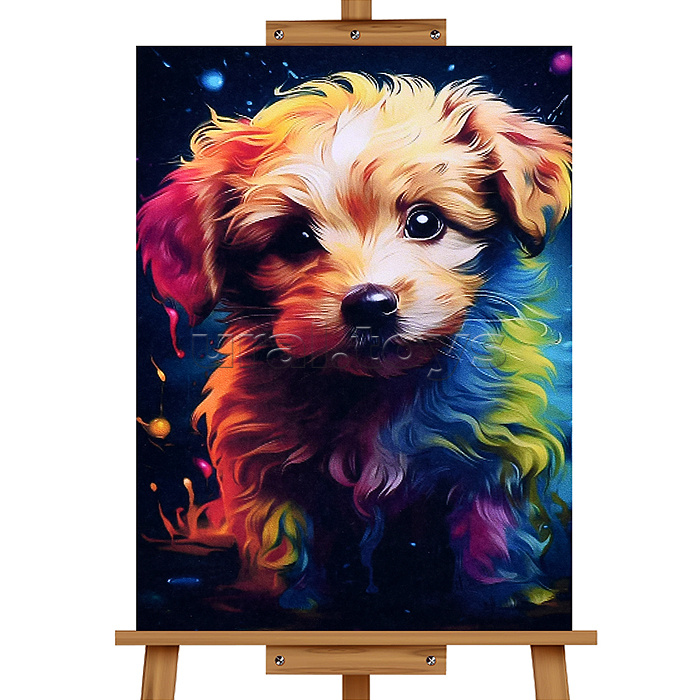 Мозаика алмазная "Бегущий щенок" 20*30см.