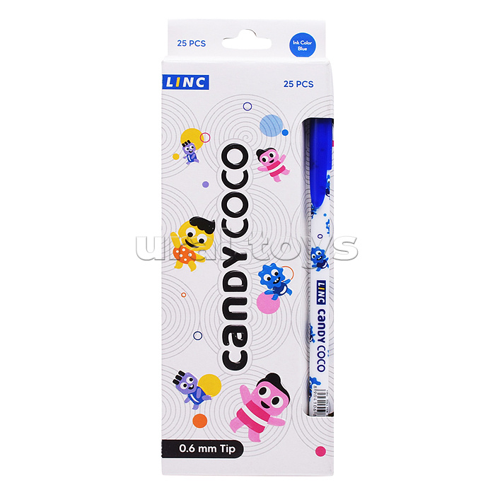 Ручка шариковая Candy coco синий 0,6 мм ассорти кругл. корп. игольчатый наконечник