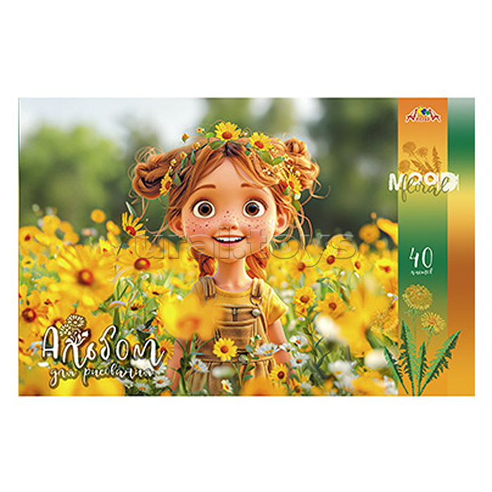 Альбом для рисования 40л. "Милые девочки" скоба, по сериям