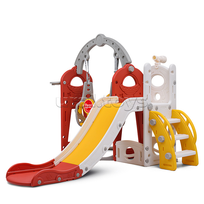 Комплект детский "Космический стиль" (горка и качель) цвет красный.