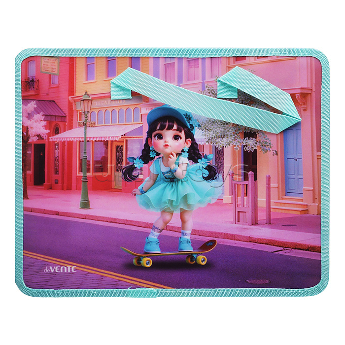 Папка для тетрадей, ИЗО и технологии "Chic City Girls" A4 (33,5x26x10 см) с текстильным расширением 10 см, на молнии сверху, пластик 400 мкм, текстильные ручки, в пластиковом пакете