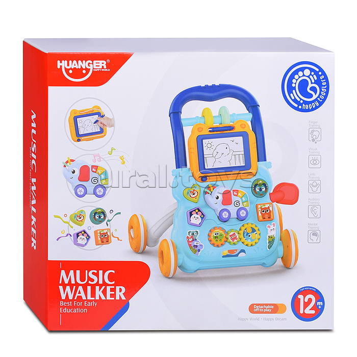 Игровой центр-Каталка "Веселый слоник" (цвет голубой) в коробке