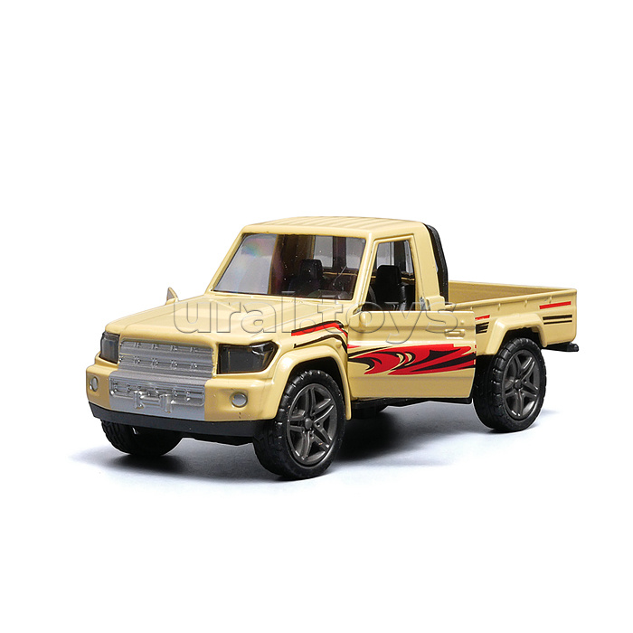 Жёлтый с рисунком инерционная машинка пикап die-cast , 1:32