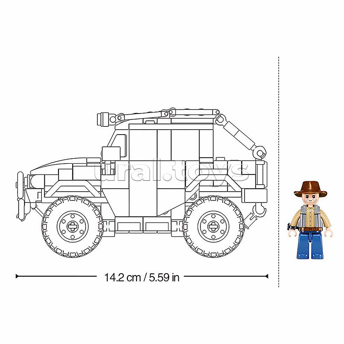 Конструктор "Жёлтый внедорожник с фигуркой водителя" (324 дет.) в коробке