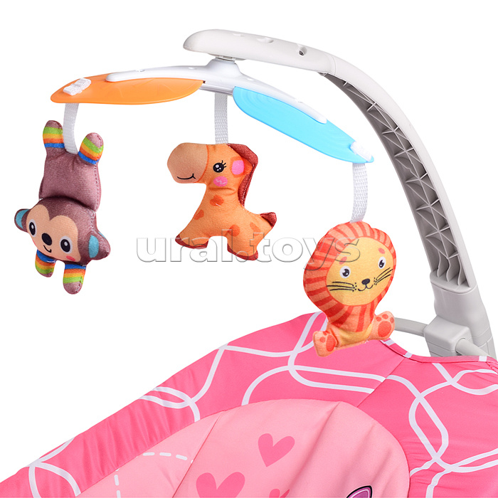 Шезлонг детский 8789 "Жирафик" (розовый)